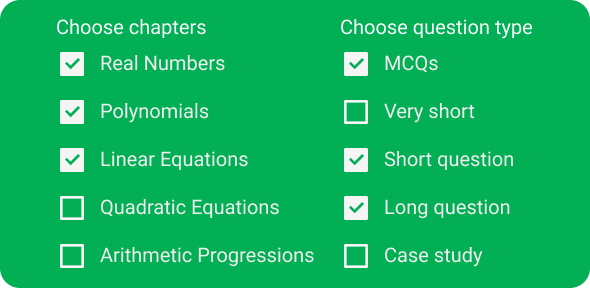 customize your exam paper with chapters and question types